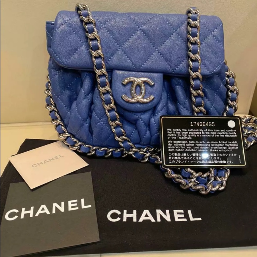 ‼️SOLD‼️Chain Around Blue Quilted SHW - Picture 1 of 15